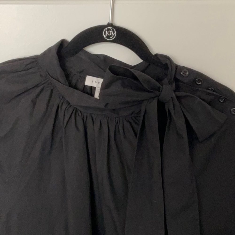Topshop Poplin Blouse Bow Longsleeve - Picture 4 of 8